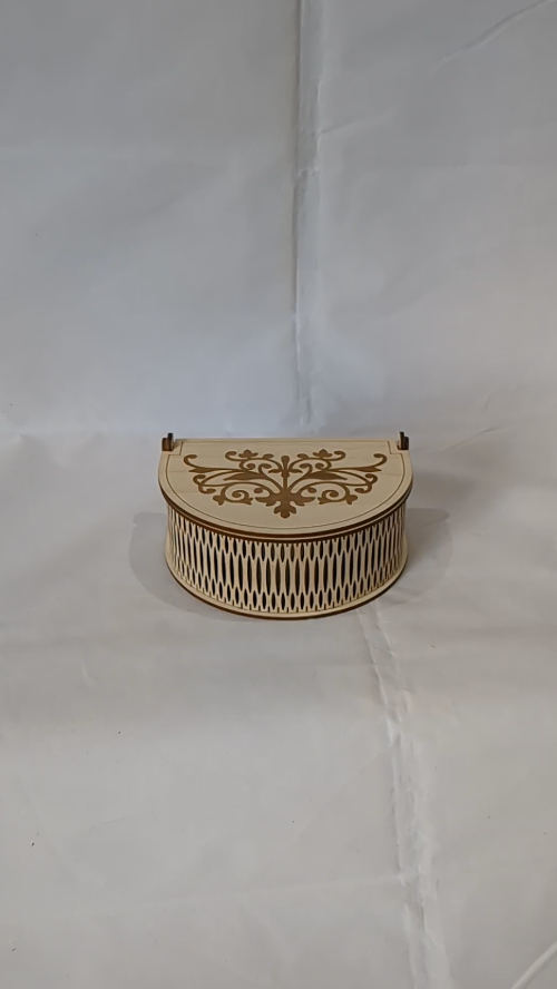 [Laser cut and engrave] Gift jewelry box, half round form boxes, laser cut design. Greeting boxes, laser cutting model, box storage. Gift for her, idea for gift.