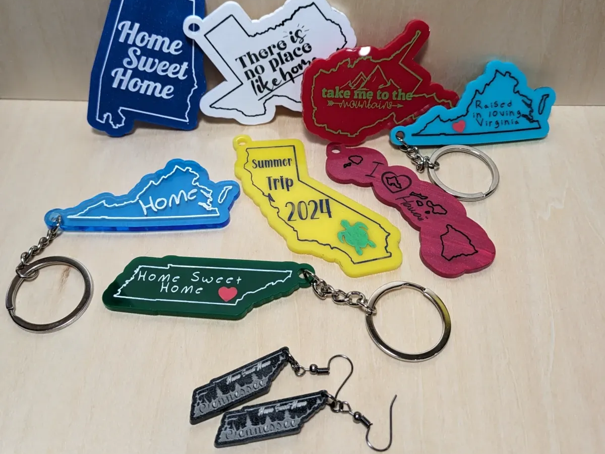 State-Shaped Keychains or Earrings gift for her design