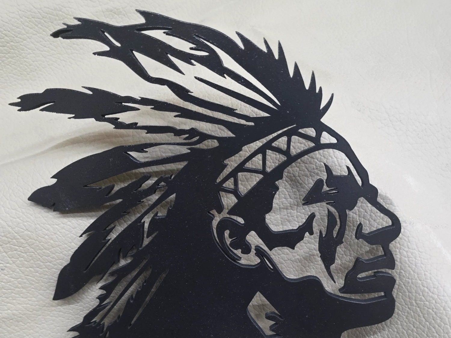 Native American chief side profile silhouette metal wall art