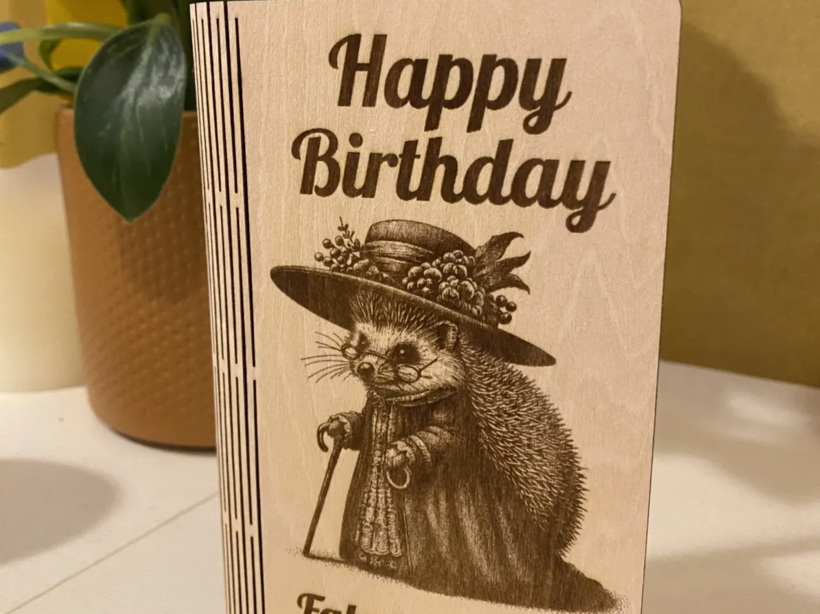 Birthday Card from a Single Sheet of Wood birthday card design
