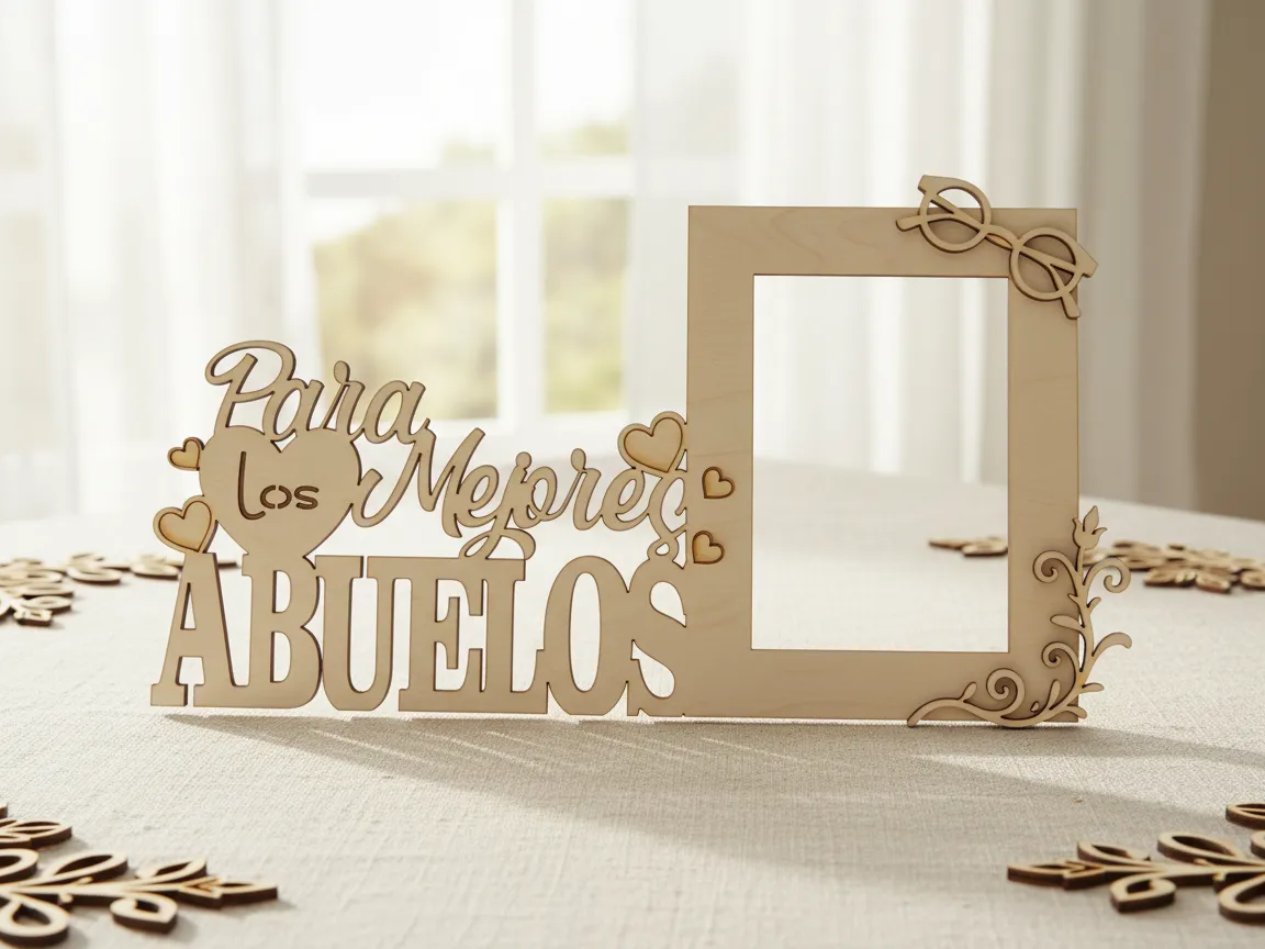 Holz-Bilderrahmen "Los Mejores Abuelos" (Die besten Großeltern) Geschenkidee