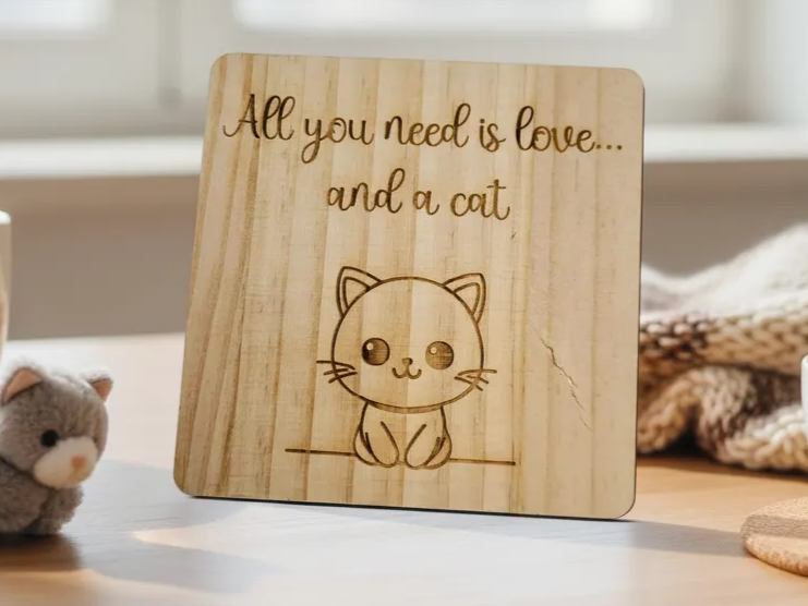 猫の名言入り木製ウォールアート