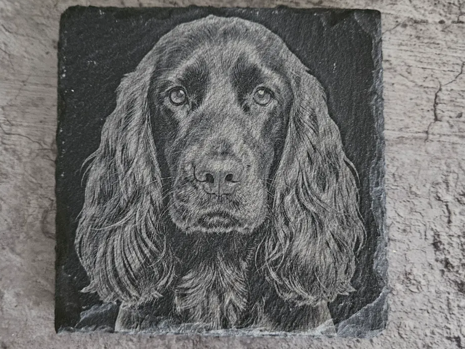 Ritratto di cane Spaniel su sottobicchiere quadrato in ardesia sublimation coasters idea