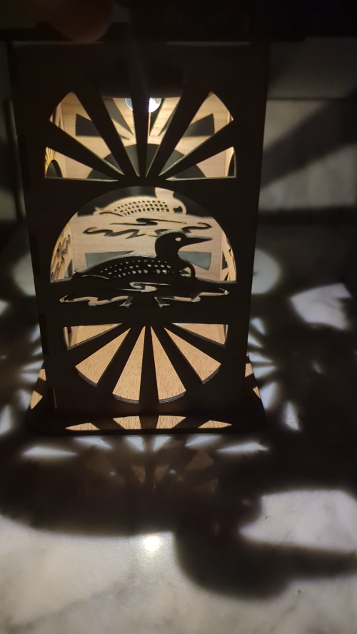 [Laser cut and engrave] Laser Cut Wooden Lantern with Loon Design Decorative Lighting