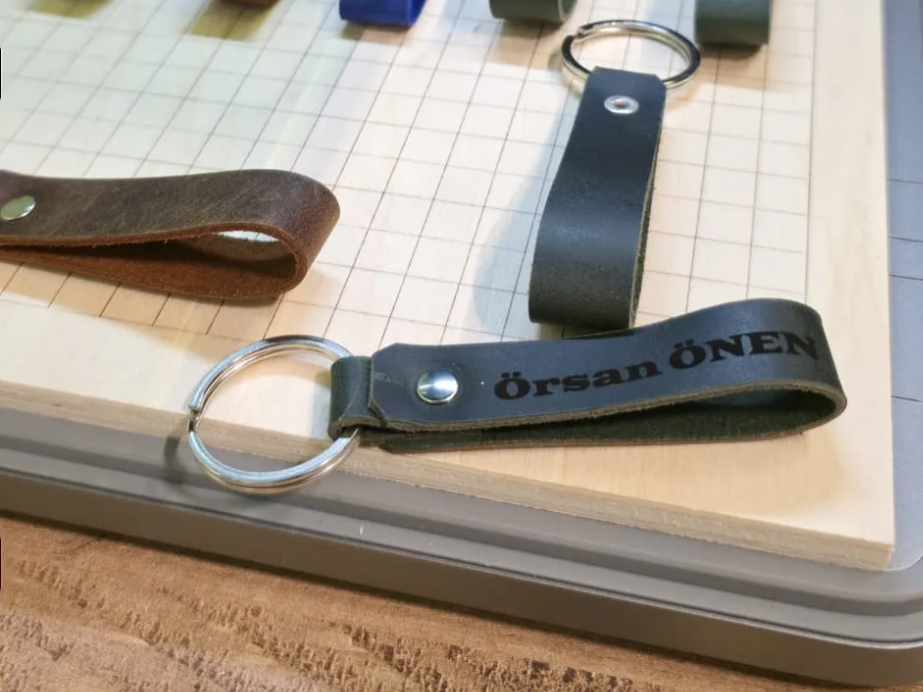 Personalized Leather Keychain with Metal Ring personalized gift for him idea