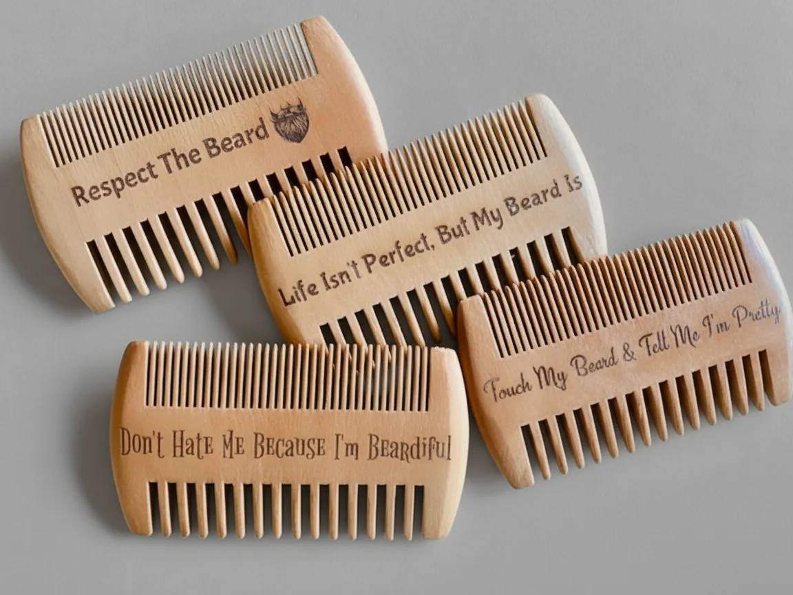 Personalized Wooden Beard Combs gift for husband idea