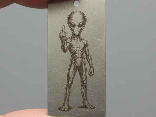 Alien-Design Metal Keychain laser cut keychain idea for men