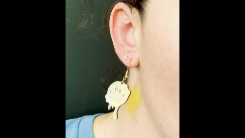 [Laser cut and engrave] Unique Dripping Smiley Face Earrings Handmade Jewelry
