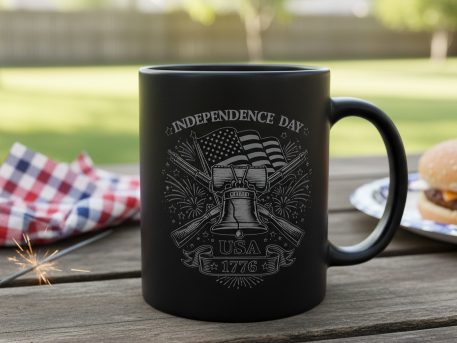 Independence Day USA 1776 Liberty Bell Patriotic Coffee Mug — free patriotic laser/print project file on Atomm
