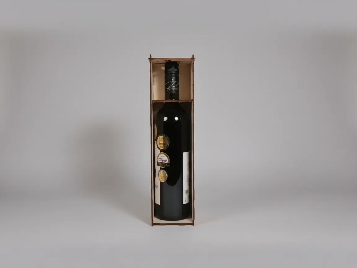 Caja de regalo de madera con tapa deslizante para una botella de vino, idea de regalo de vino
