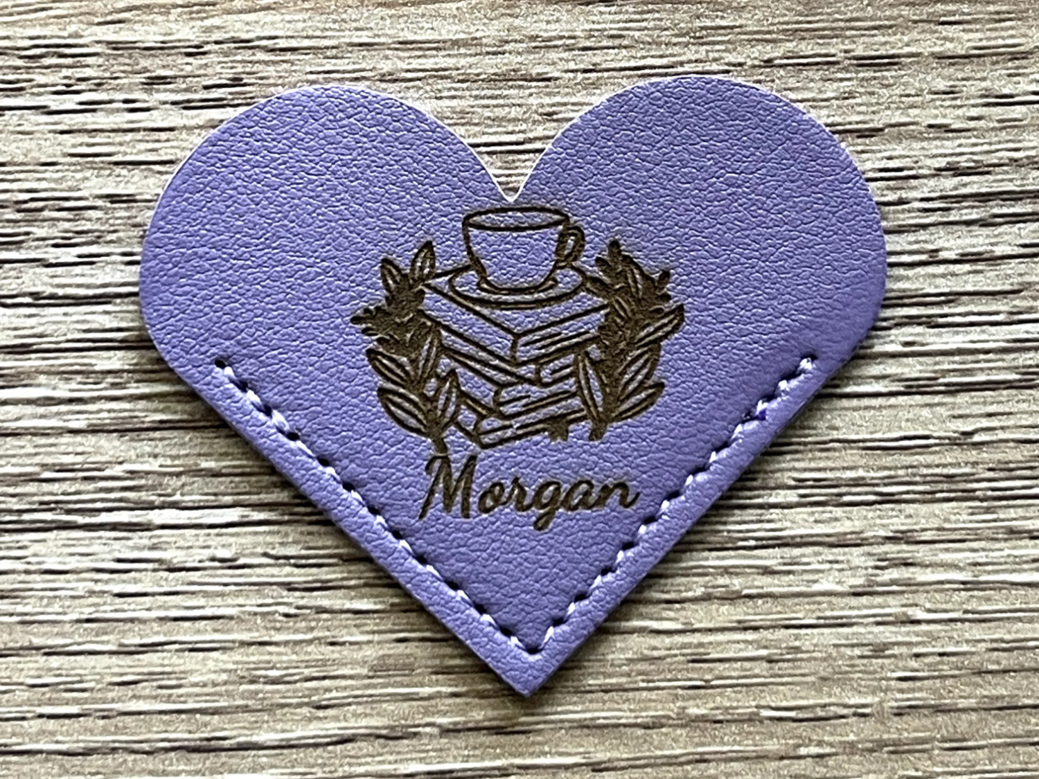 Custom Heart-Shaped Leather Patch Bookmark with Coffee Design mother's day gift design