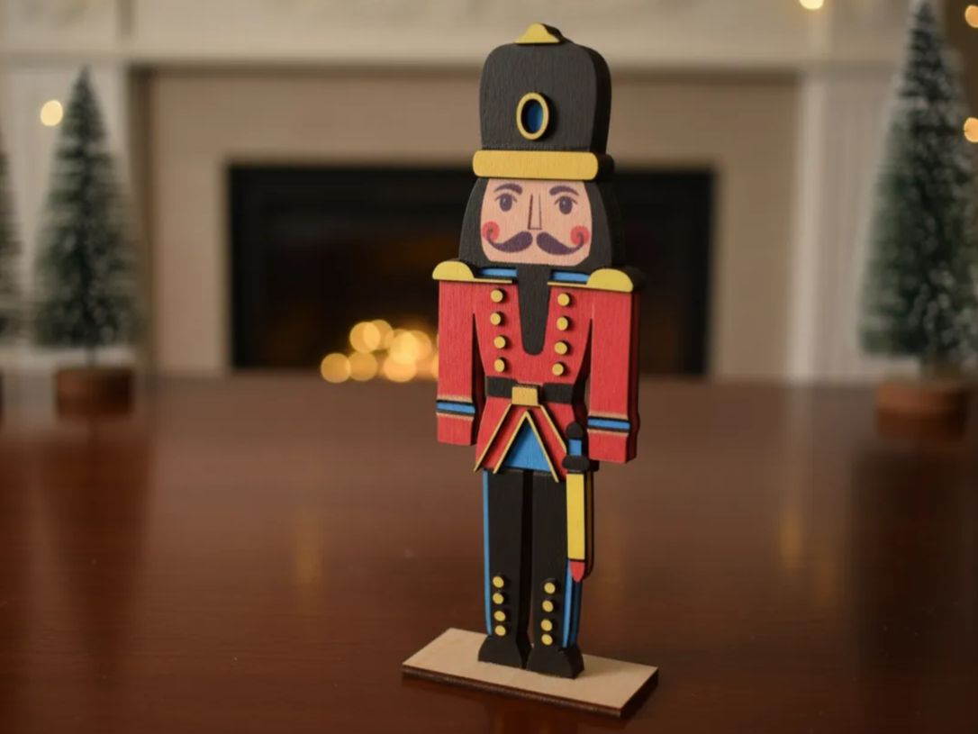 Adorno de soldado nutcracker cortado con láser de Navidad