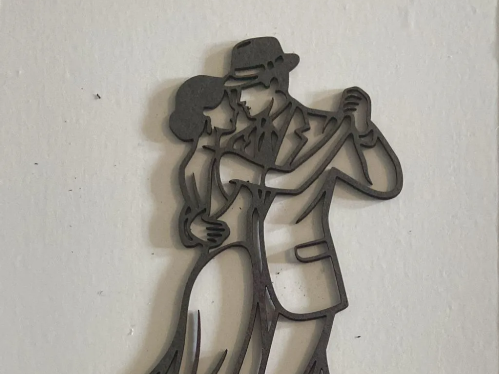 Tango dancing couple silhouette wall art