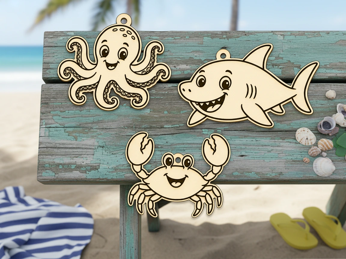 "Ocean Animal" Matching Keychain Set (Shark, Octopus & Crab) gift design