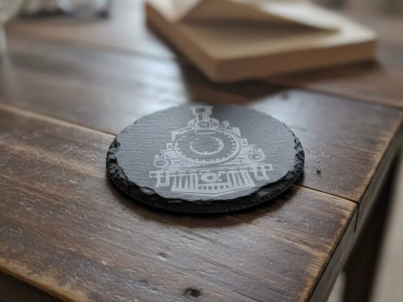Vintage Train Design Slate Coaster - real Atomm community coaster project