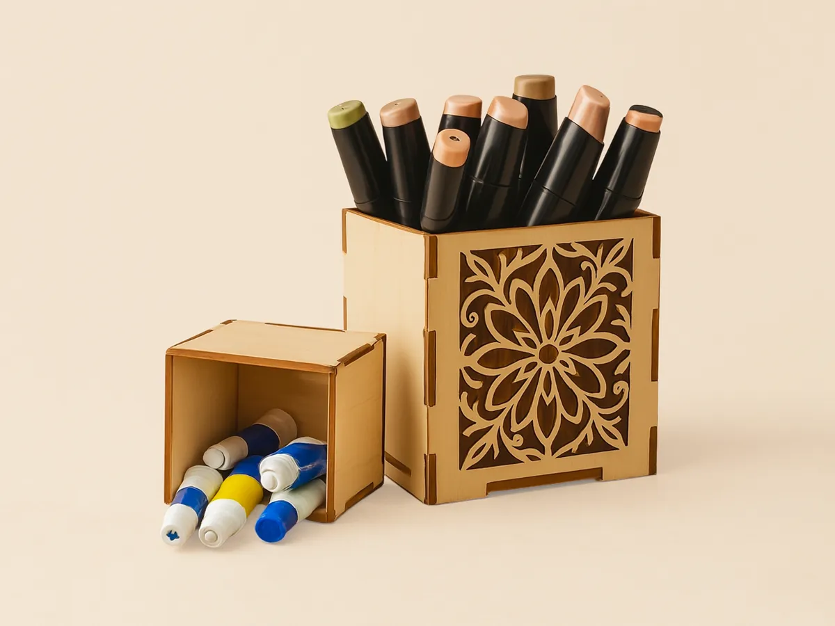 Decorative Wooden Pen Holder office desk decor idea