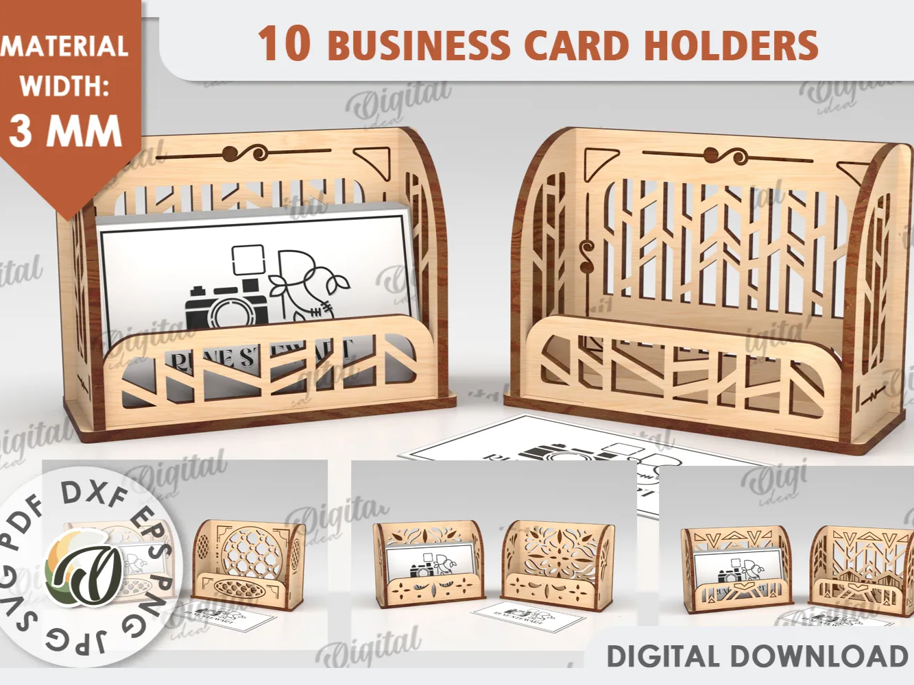 3D Business Card Holder Bundle (10 Designs) laser cut business card holder idea