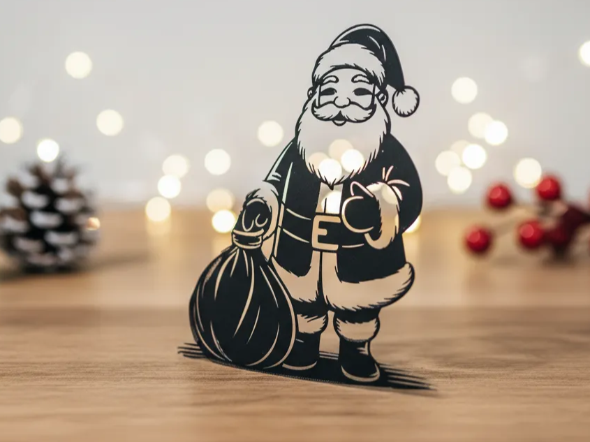 Laser Cut Santa Claus Christmas Decoration with Gift Bag