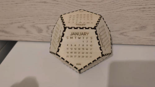 [Laser cut and engrave] Laser Cut Wooden Perpetual Dodecahedron Calendar 2026