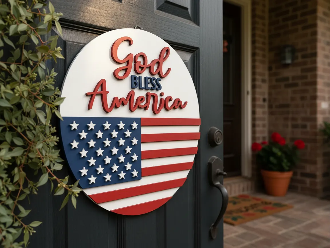 God Bless America Door Sign — free American flag wall art project file on Atomm