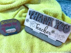 Thank You Teacher Plaque and Signs with Cute Drawings teacher gift design