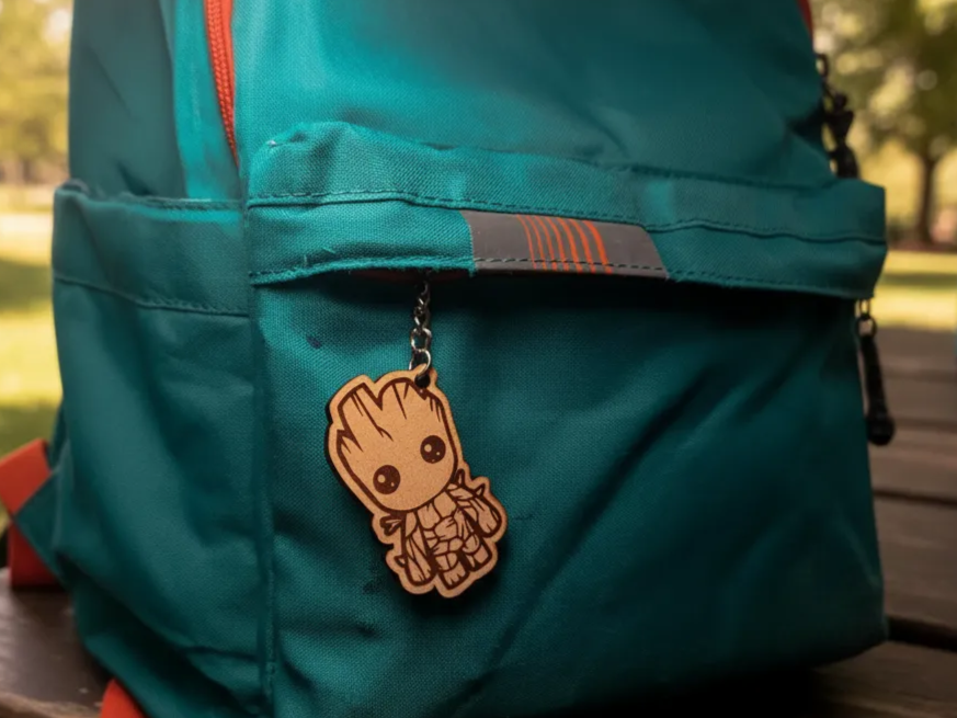 Baby Groot wooden keychain gift idea