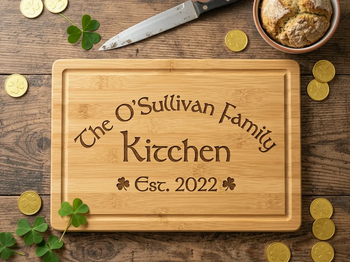 Personalized Bamboo Cutting Board: The O'Sullivan Family Kitchen cutting board design