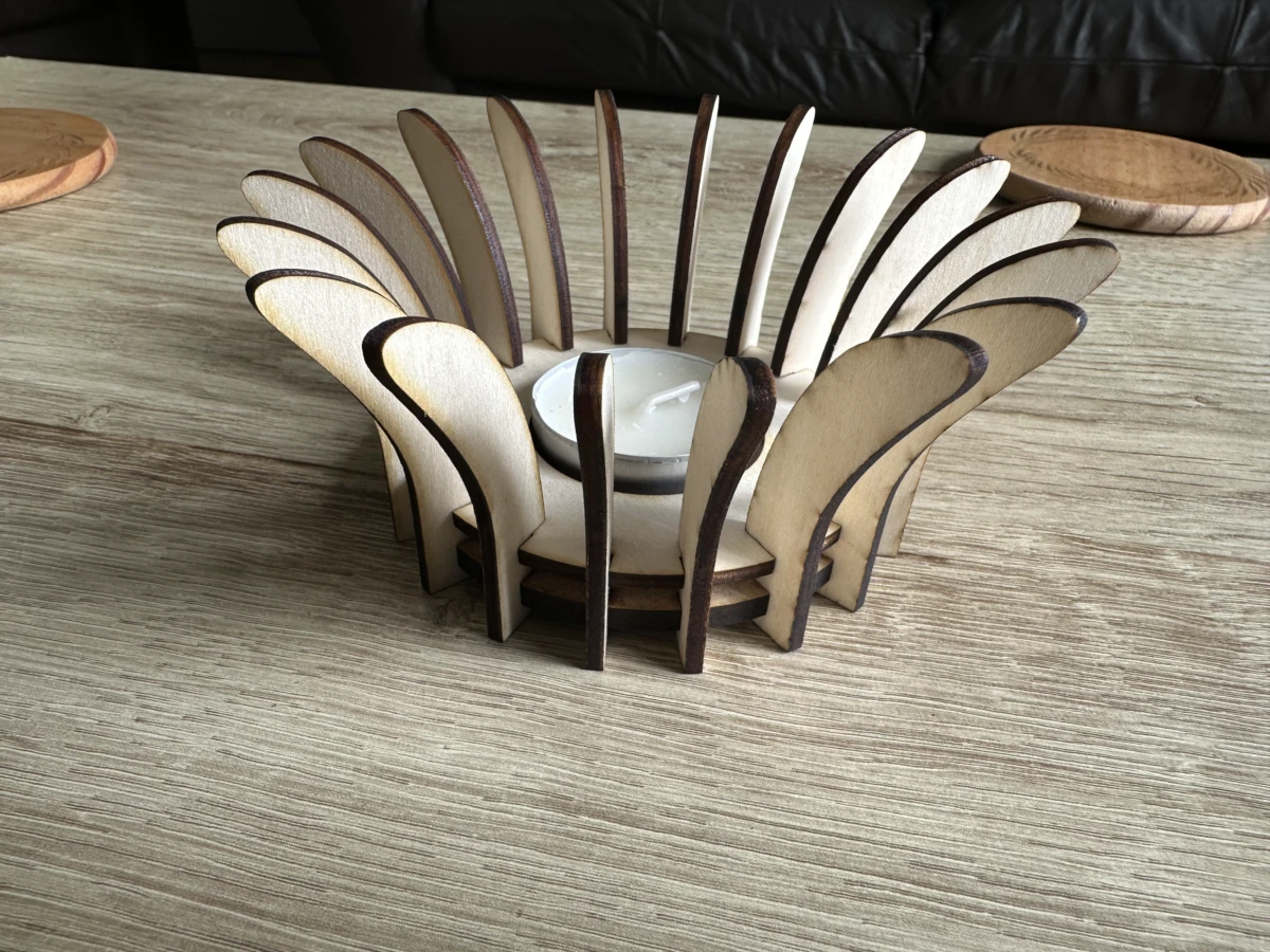 Wooden Flower Tea Light Candle Holder wooden flower design