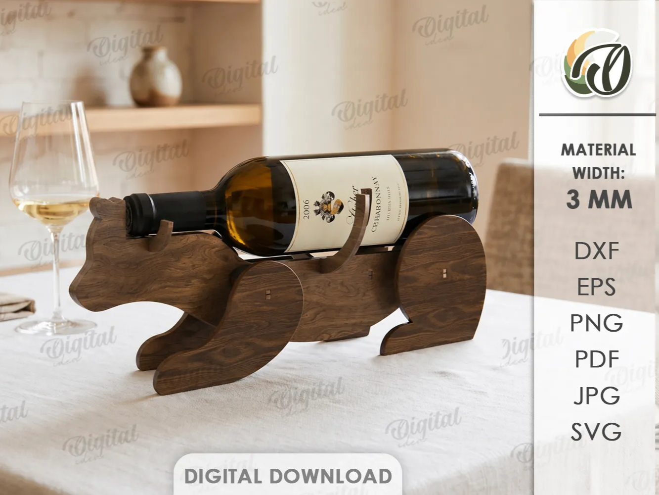 3D Bear Wine Bottle Rack gift design