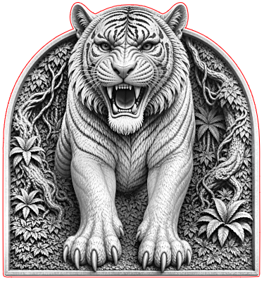 Tiger emerging from jungle 3d illusion.xcs