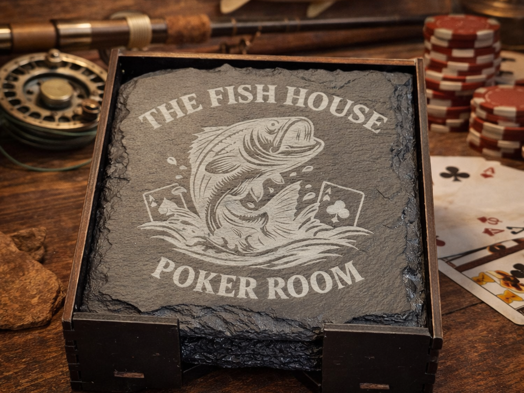 Slate coaster - The Fish House Poker Room Coaster