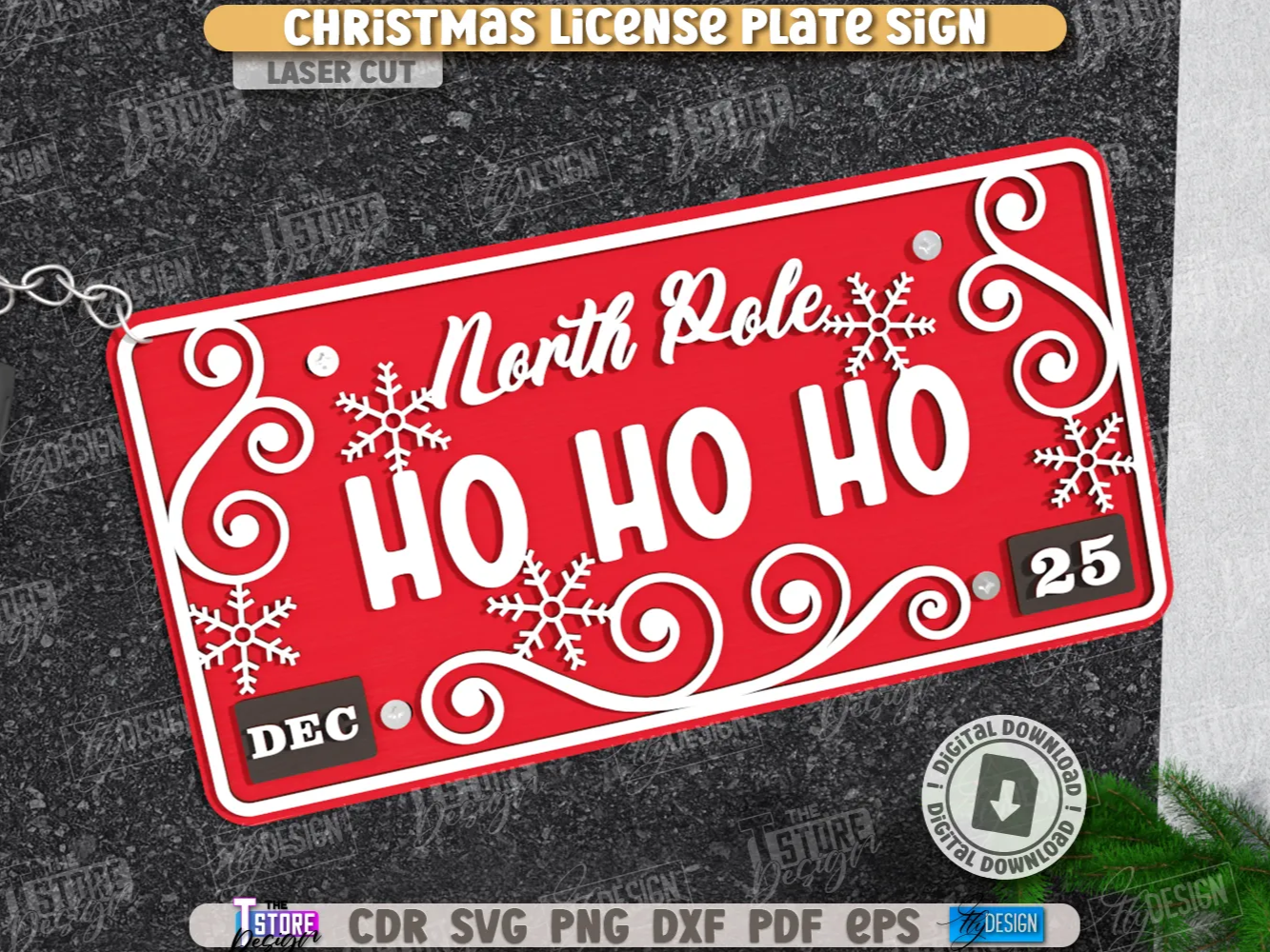 Weihnachtsplakette lasergeschnitten. Nordpol-Schilder SVG. Weihnachtsexpress. Weihnachtszeichen SVG Design. Nordpol-Express Weihnachtsdekorationsidee