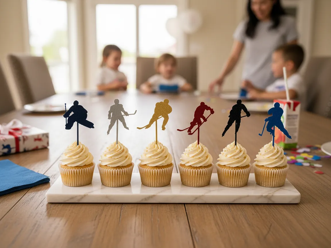 Bundle SVG di topper per cupcake hockey - Decorazione festa hockey su ghiaccio