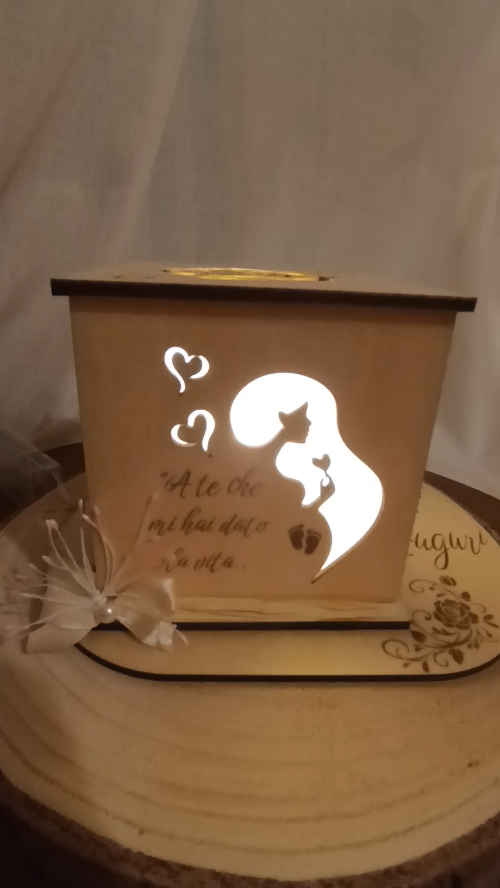 [Laser cut and engrave,Blade cut] Lampada storia "auguri" festa della mamma