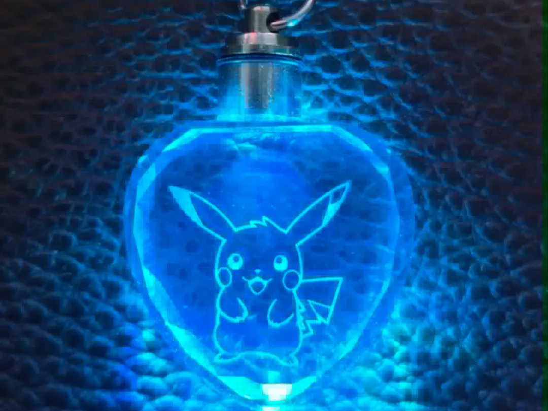 Pikachu Inner-Engraved Crystal Keychain pokemon keychain idea