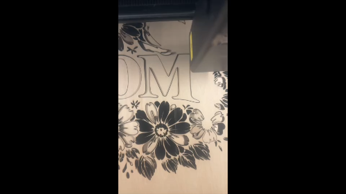 [Laser cut and engrave] Mom Floral Wall Sign and Engraved Business Card with Pink Roses and Daisies