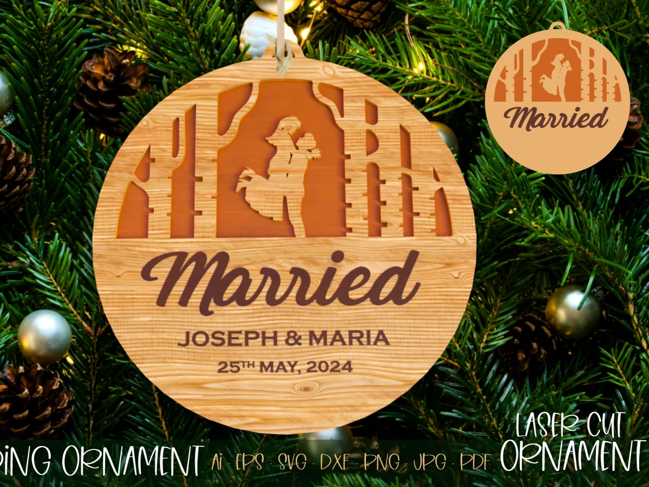Married Names and Date Ornament wedding favor return gift idea