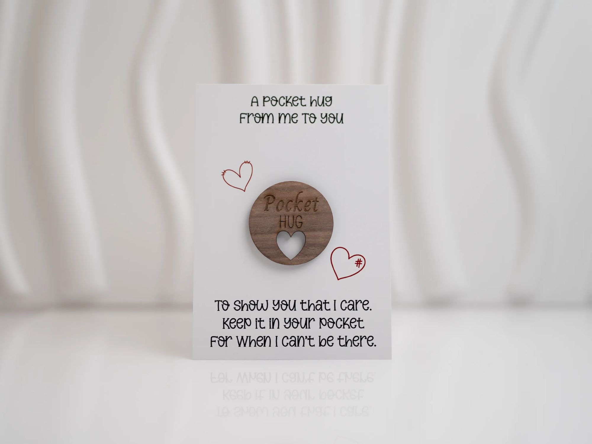 Pocket Hug Card with Wooden Heart Token valentines day gift design