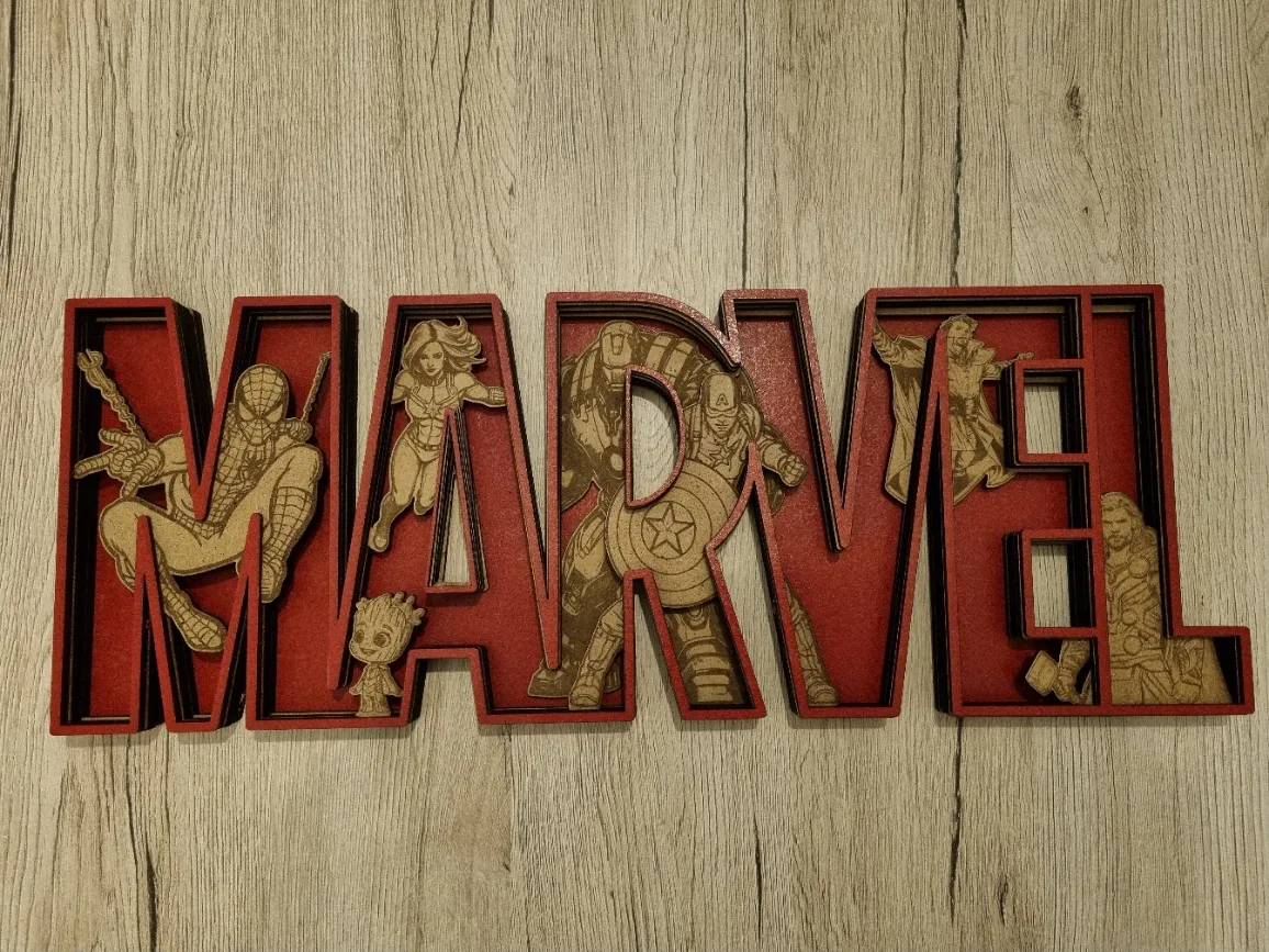 Marvel superhero wood wall decor with multiple characters