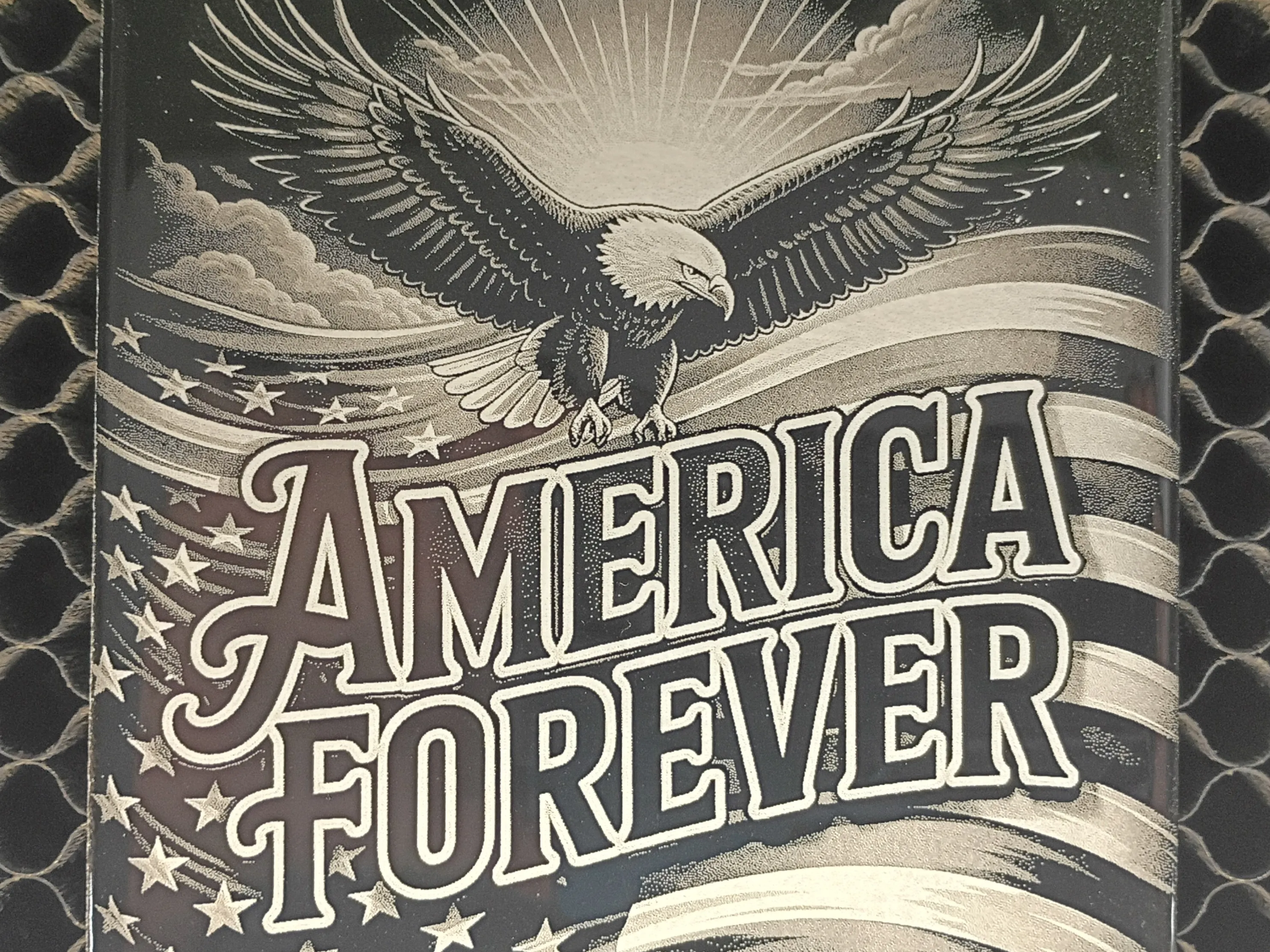 America Forever design on painted tile — free American flag wall art project file on Atomm