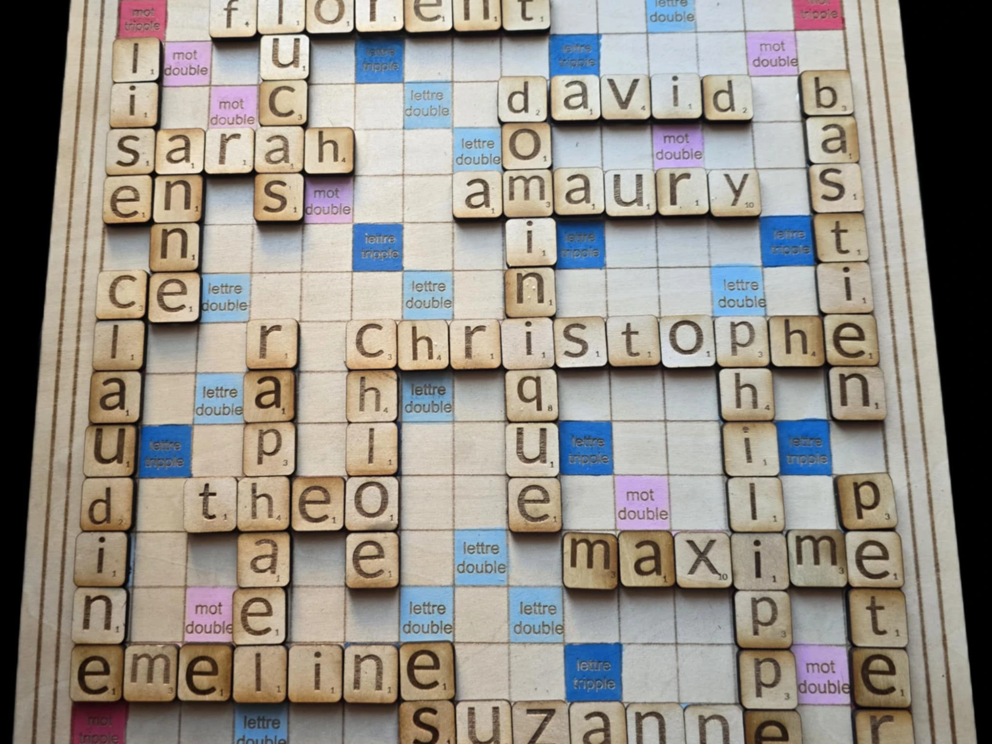 Family Names Scrabble Board laser cut word puzzle idea