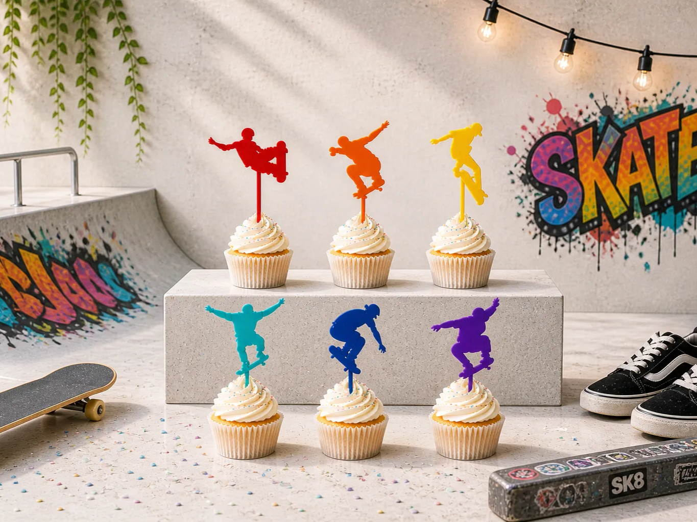 Skateboard cupcake topper bundle