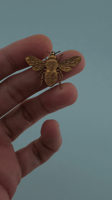 [Laser cut and engrave,Screen printing] Bumble Bee Embossed and Cut from 2mm Brass coin