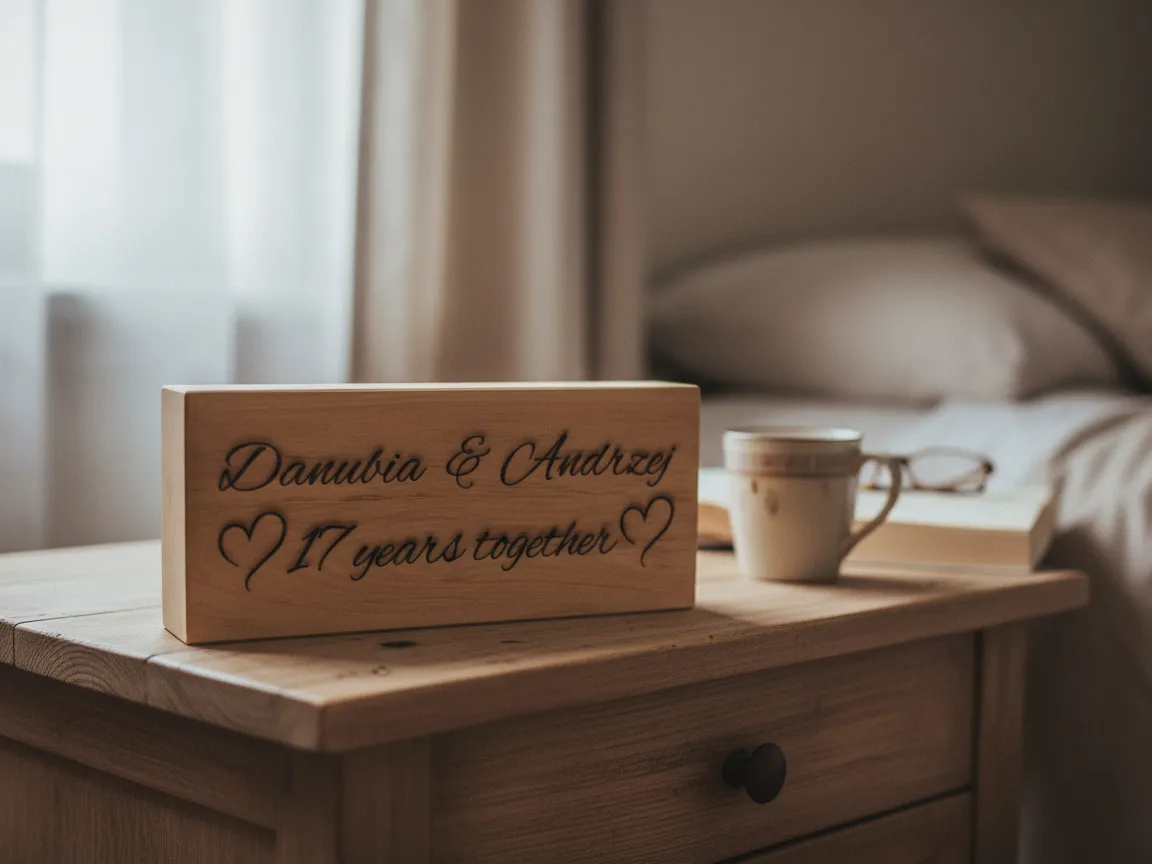 Personalized Wooden Anniversary Block with Heart Design valentines day gift for men design