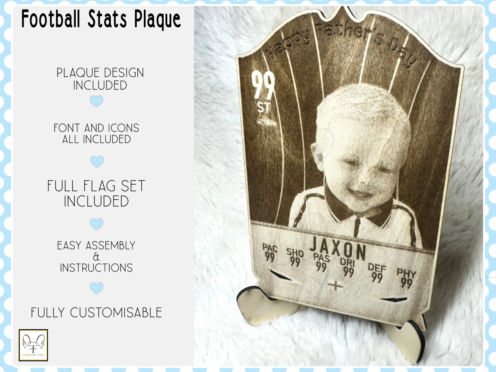 Custom Football Stats Plaque for Dad gift design
