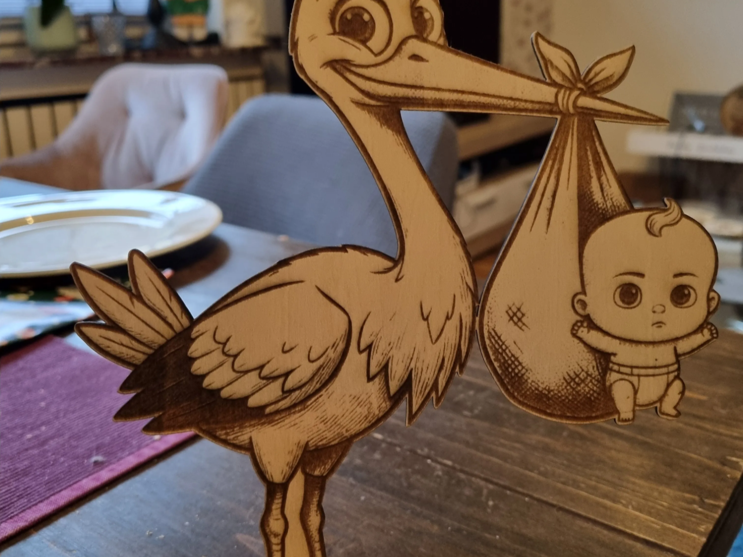 Storch Baby Schild(ドイツ語のコウノトリ出産サイン)の赤ちゃん向けギフトデザイン