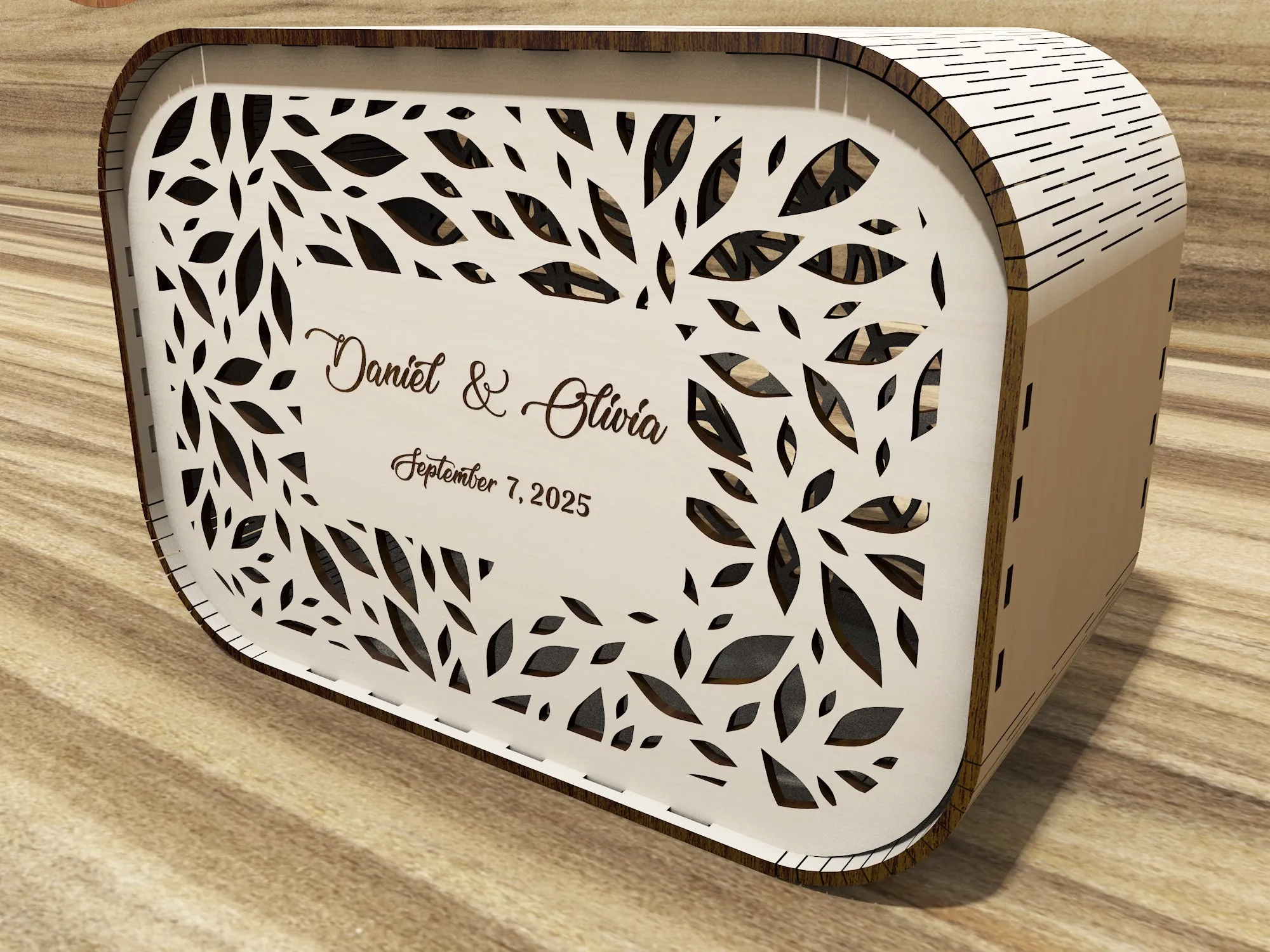 Personalized Wedding Card Box with Names and Dates gift for her design