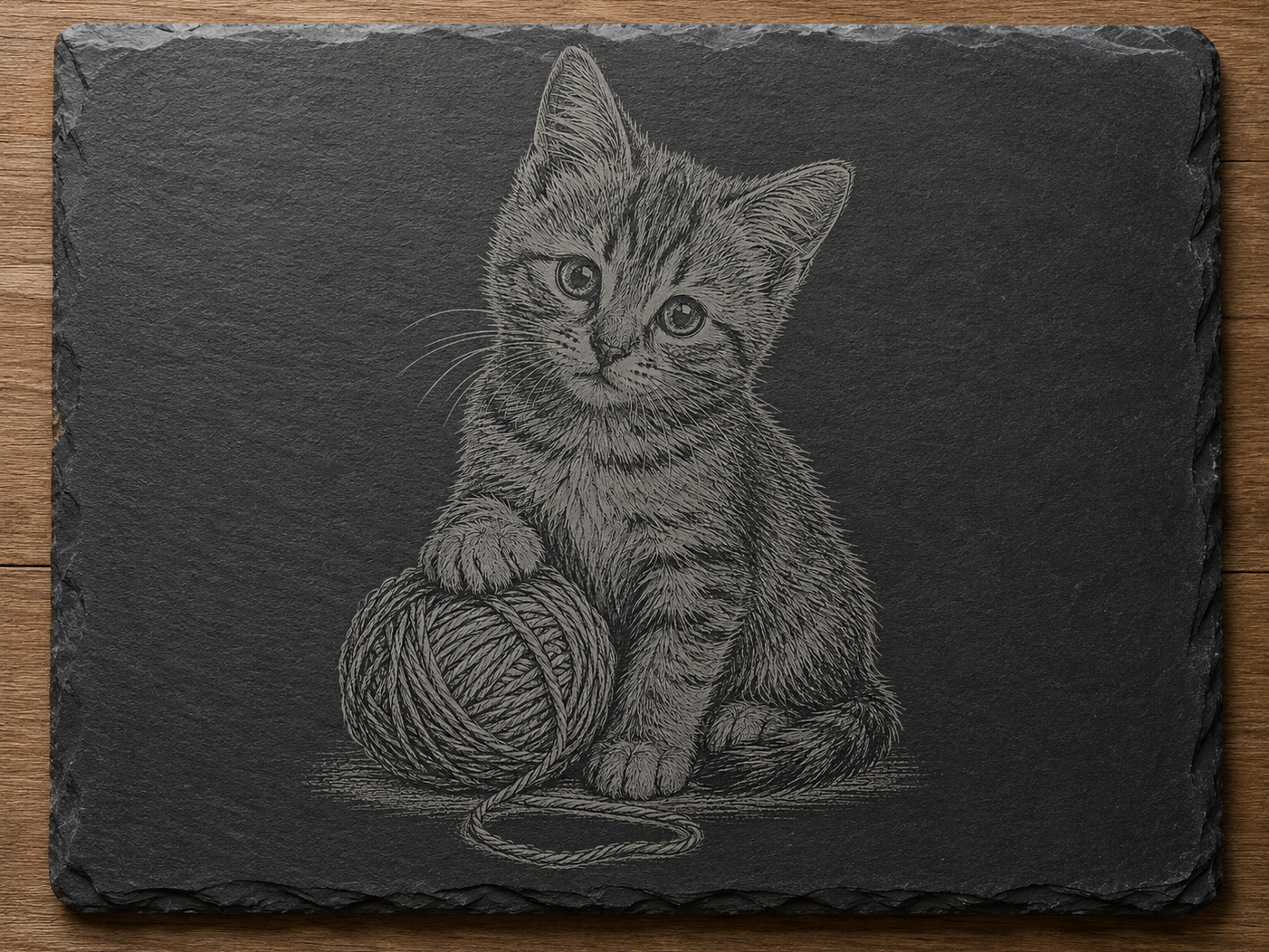 Slate Plaque Featuring a Tabby Kitten with Yarn crochet pattern idea
