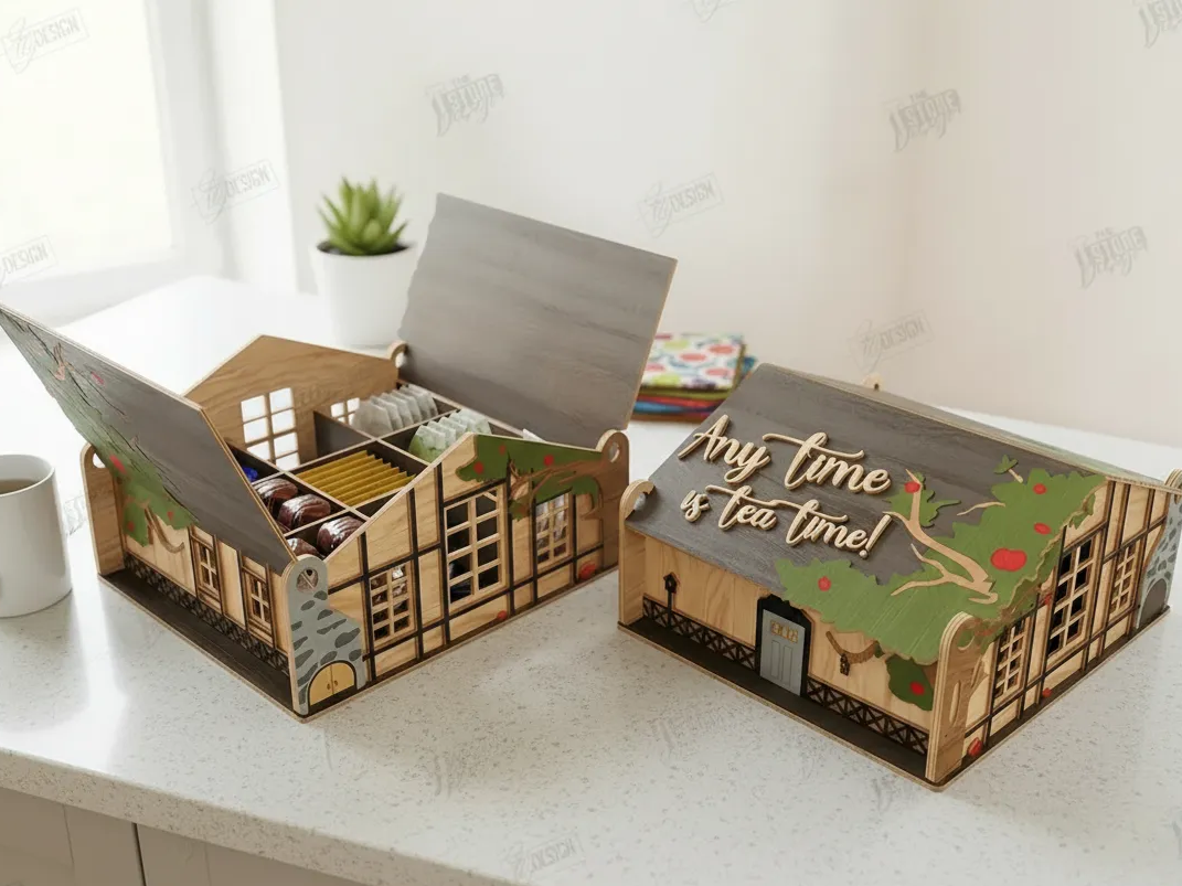 House Shaped Tea Bag Storage Organizer Laser Cut. Any Time Is Tea Time ...