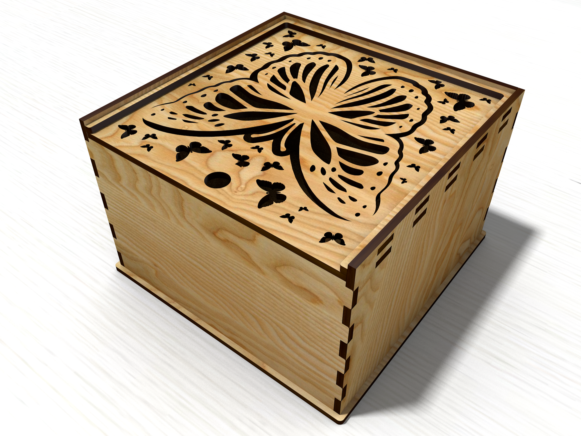 Wooden Box with Butterfly Sliding Lid wooden box idea